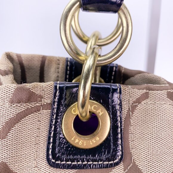 COACH Hampton Signature C Canvas Leather Dual Handle Handbag - J1077-F15689 - Picture 11 of 15